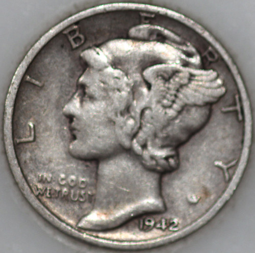 1942-D Mercury Dime 90% Silver, Popular Collector Coin As Shown [SN02]