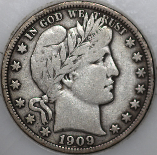 1909-P Barber Half Dollar 90% Silver, 100+ years Old As Shown [SN04]