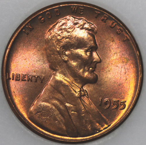 1955-P Wheat Cent with Select Natural Toning Uncirculated As Shown [SN01]