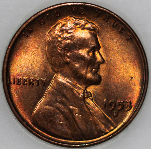 1953-D Wheat Cent with Select Natural Toning As Shown [SN01]