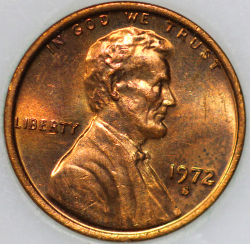 1972-S Memorial Cent with Select Natural Toning, Uncirculated As Shown [SN01]