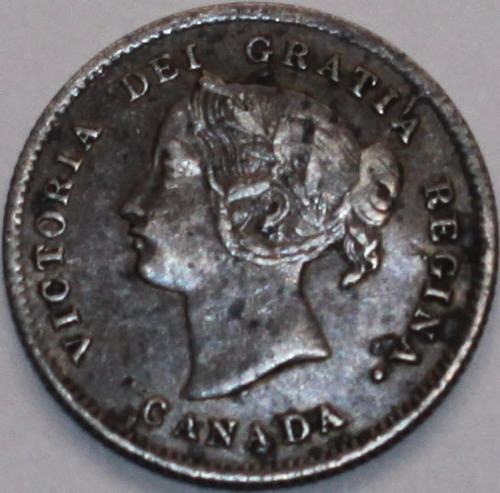 1870 Canadian Victoria 5 Cents 92.5% Silver As Shown