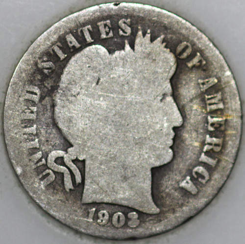 1903-O Barber Dime 90% Silver, 100+ years Old As Shown [SN02]