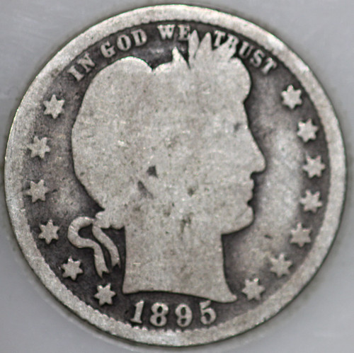 1895-O Barber Quarter 90% Silver, 100+ years Old As Shown [SN01]