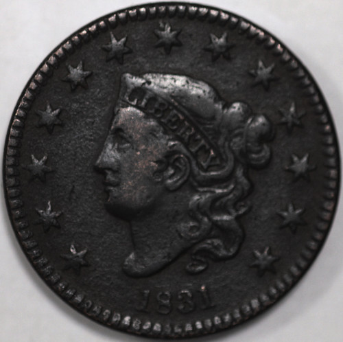 1831-P Large Cent Coronet Head, Large Letters As Shown
