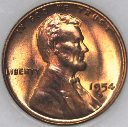 1954-S Wheat Cent with Select Natural Toning As Shown [SN02]