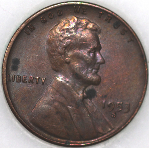1953-S Wheat Cent with Select Natural Toning As Shown [SN01]