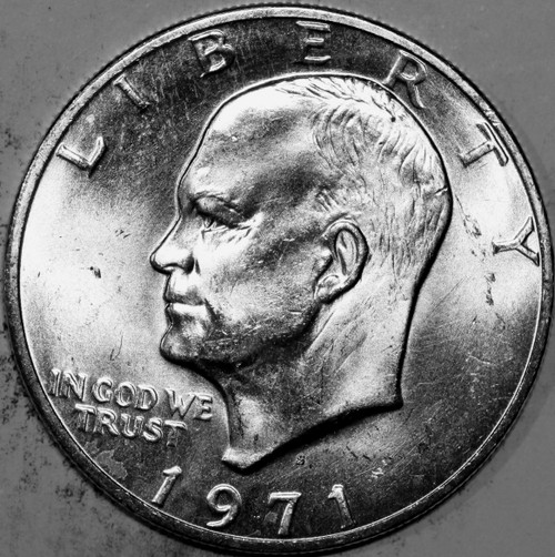 1971-S Eisenhower 40% Silver Dollar Uncirculated From US Mint Blue Envelope