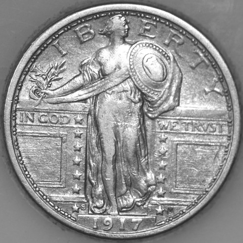 1917-S Standing Liberty Quarter Variety 1, 90% Silver As Shown [SN01]
