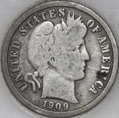 1909-P Barber Dime 90% Silver, 100+ years Old As Shown [SN01]