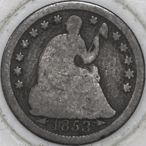 1853-P Seated Liberty Half Dime 90% Silver from the 1800's As Shown [SN07]