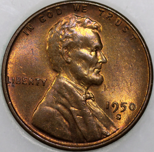 1950-S Wheat Cent with Select Natural Toning As Shown [SN01]
