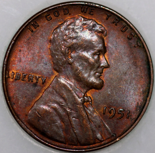 1951-P Wheat Cent with Select Natural Toning As Shown [SN02]