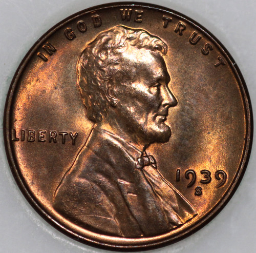 1939-S Wheat Cent, Uncirculated with Select Natural Toning As Shown [SN01]