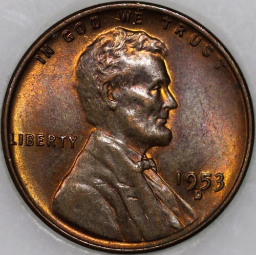 1953-D Wheat Cent, Uncirculated with Select Natural Toning As Shown [SN02]