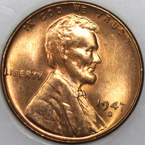 1947-S Wheat Cent, Uncirculated with Select Natural Toning As Shown [SN01]
