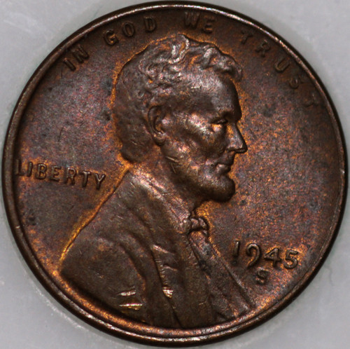 1945-S Wheat Cent, Uncirculated with Select Natural Toning As Shown [SN02]
