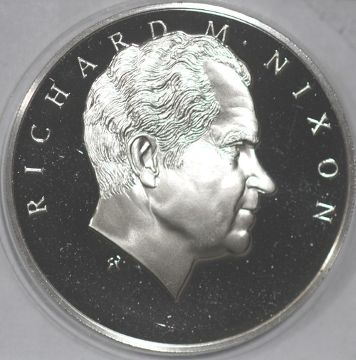1972 Medal Richard Nixon 0.85 grams Sterling Silver 1.5" Diameter As Shown