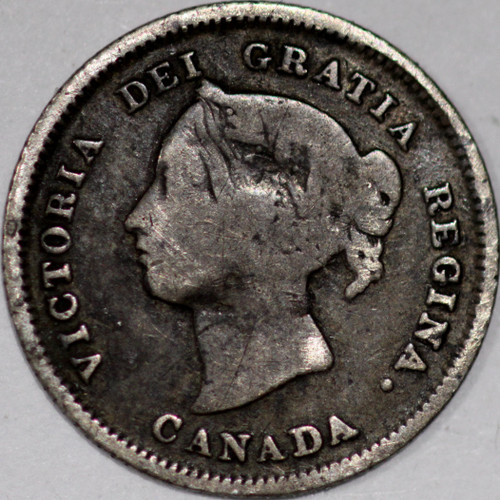 1880 Canadian 5 Cents Sterling Silver ~1.16 grams total weight As Shown
