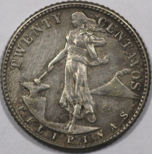1944 Fillipinas 20 Centavos 75% Silver ~21 mm Diameter ASW 3 g As Shown