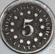 1868-P Shield Nickel. Damaged, obverse cut. You will receive the coin shown