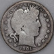 1901-O Barber Half Dollar 90% Silver, 100+ years Old As Shown [SN02]