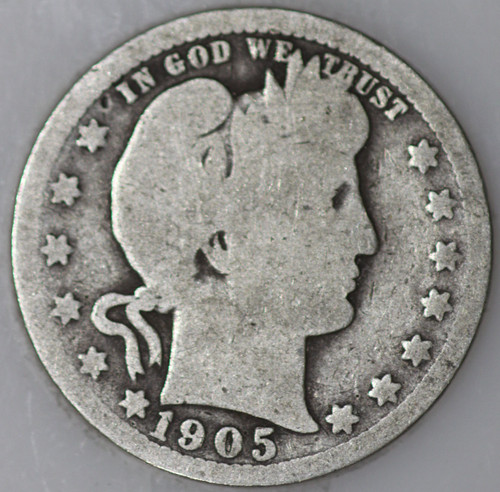 【MoNeページ】 1905-P Barber Quarter 90% Silver, Over 100 Years Old As