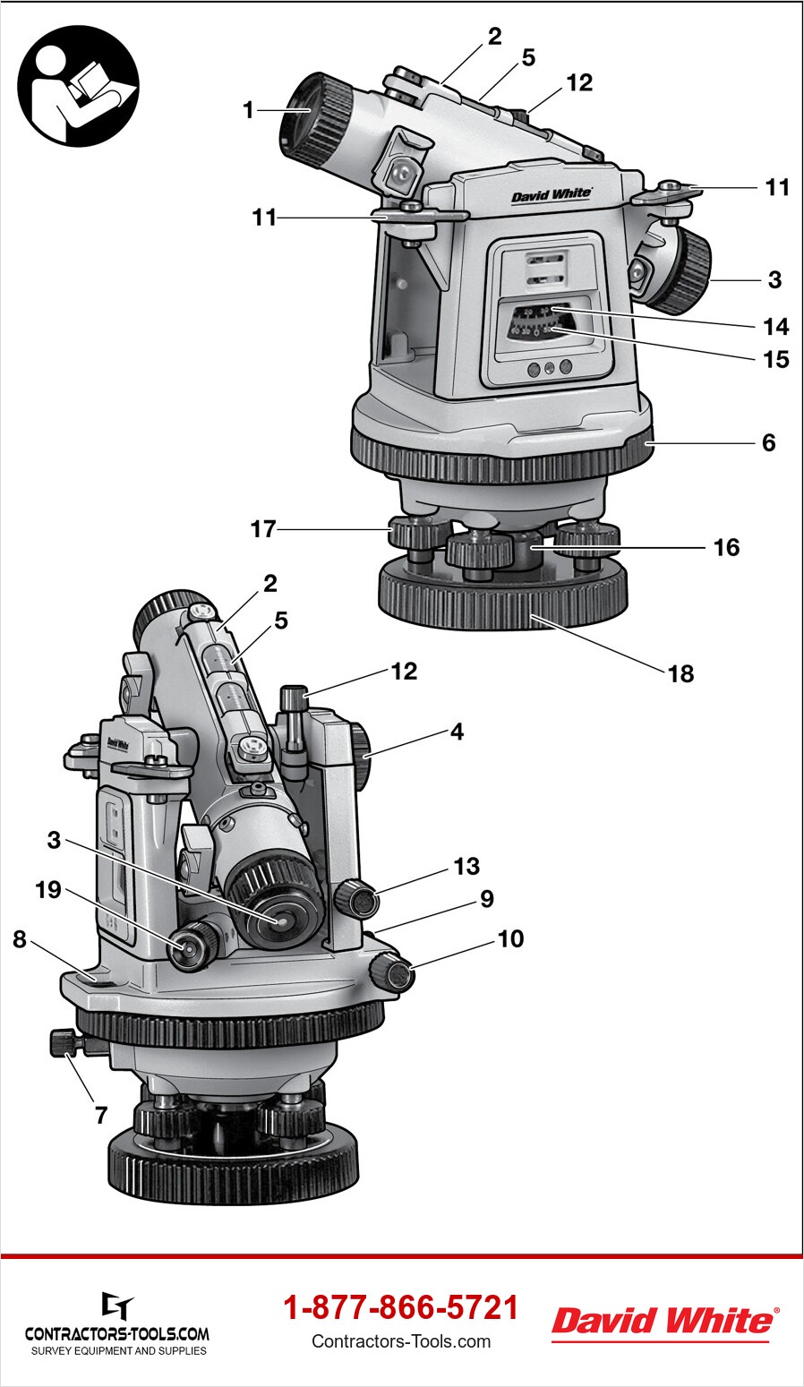 David White LT8-300 series parts diagram with 19 numbered features