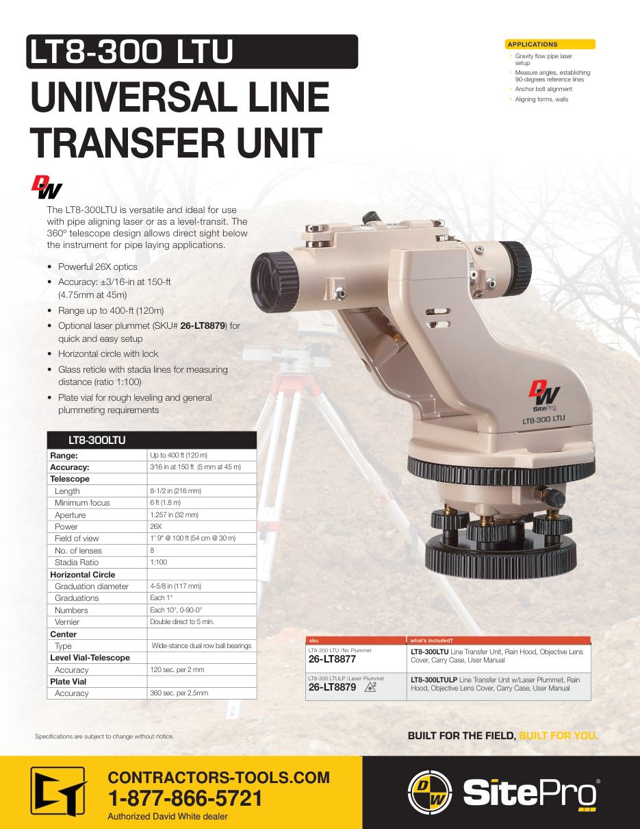 David White LT8-300LTU universal line transfer unit brochure cover