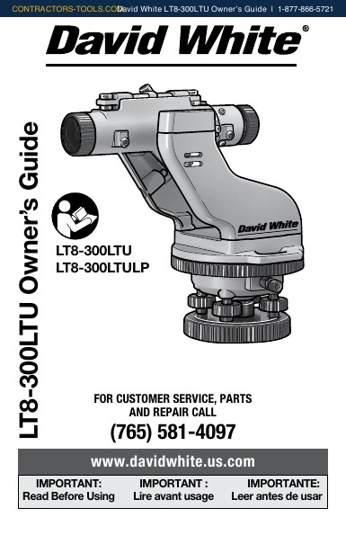 David White LT8-300LTU owner's guide cover