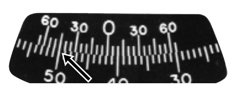 Vernier reading to the left: the minute line that lines up is 45 minutes