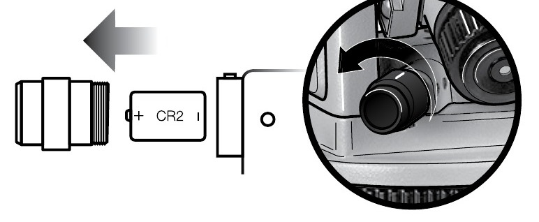 David White LT8-300LP laser plummet battery compartment with one CR2 lithium battery
