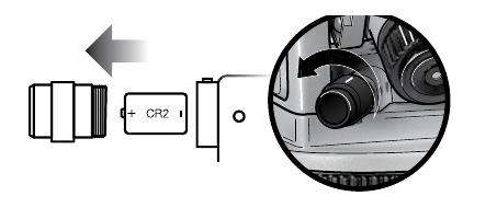 David White LT8-300LTU laser plummet battery compartment with CR2 lithium battery diagram