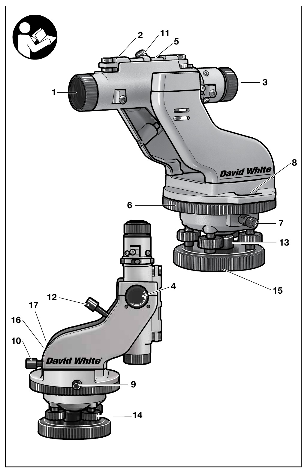 David White LT8-300LTU parts diagram with 17 numbered features