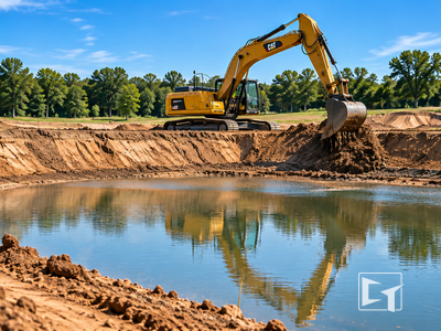 iDig 2D machine control on an excavator — ponds and basins