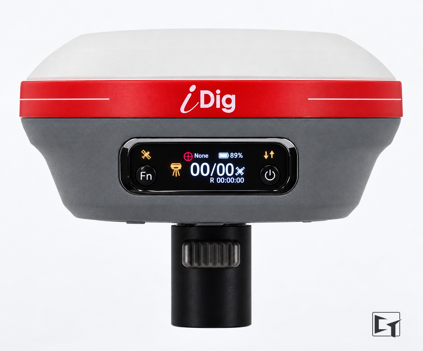 iDig SpotMan CT140T GNSS receiver with tilt compensation and OLED status display, the height reference for 2D+ and 3D machine control