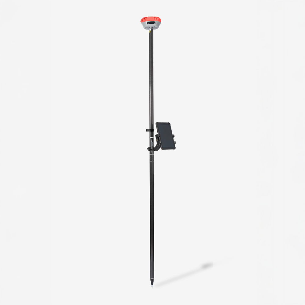 iDig SpotMan GNSS receiver on a 2 meter survey pole with the tablet mounted in its holder