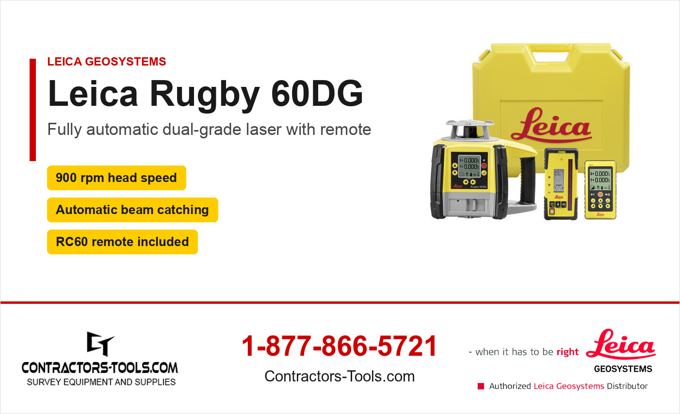 Leica Rugby 60DG rotary laser kits from Contractors-Tools.com, authorized Leica Geosystems distributor