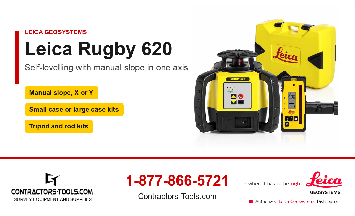 Leica Rugby 620 rotary laser kits from Contractors-Tools.com, authorized Leica Geosystems distributor