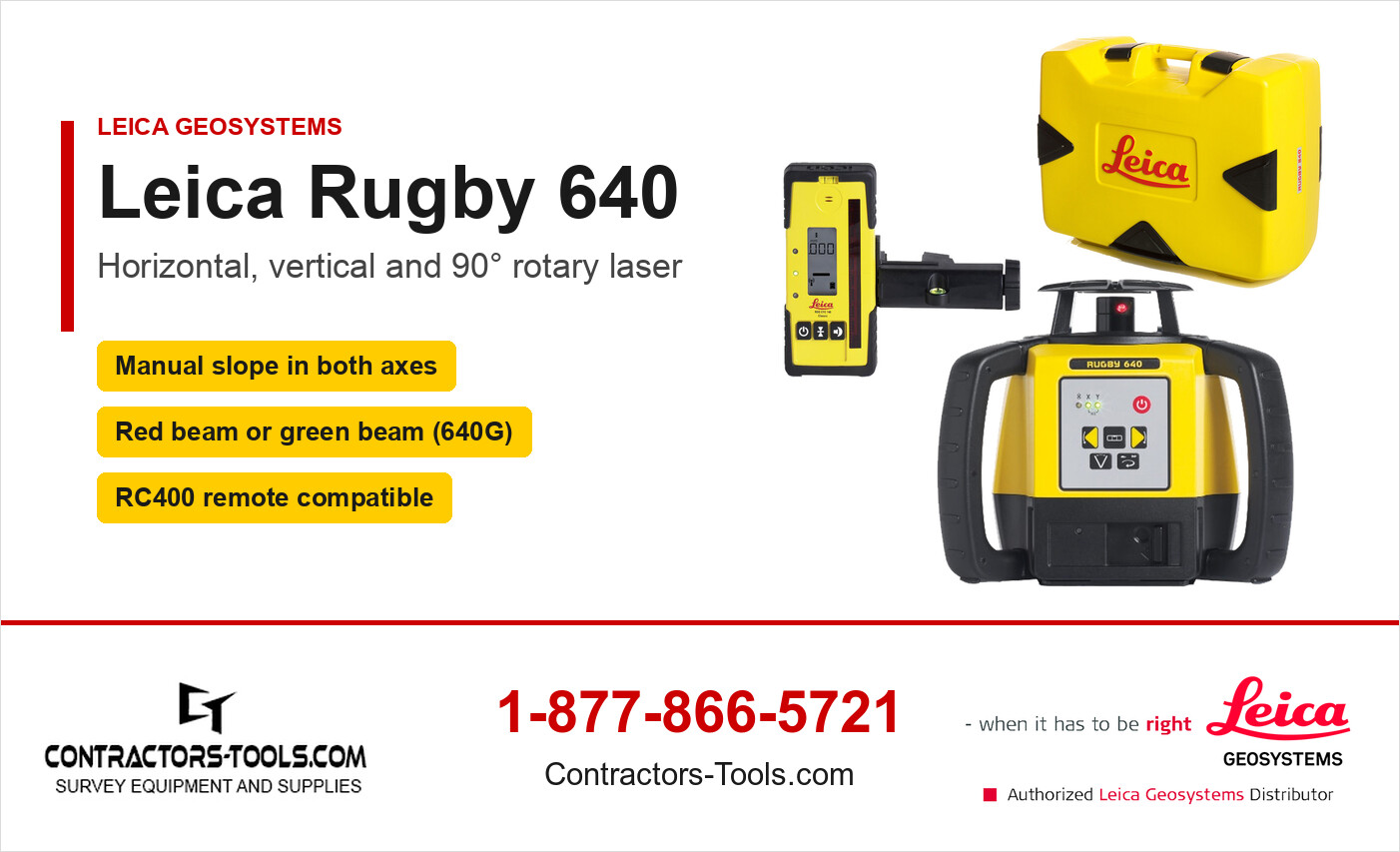 Leica Rugby 640 rotary laser kits from Contractors-Tools.com, authorized Leica Geosystems distributor