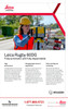 Leica Rugby 60DG data sheet page one covering performance, applications and beam catching