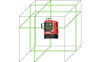 Diagram of the Leica Lino L6G projecting one horizontal and two vertical 360 degree green laser lines