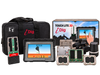 iDig TOUCH 2D LITE complete kit contents - padded carry case, touchscreen control box, LED bargraph, wireless solar angle sensors, chassis sensor and mounting plates, with the TOUCH LITE 2D carton