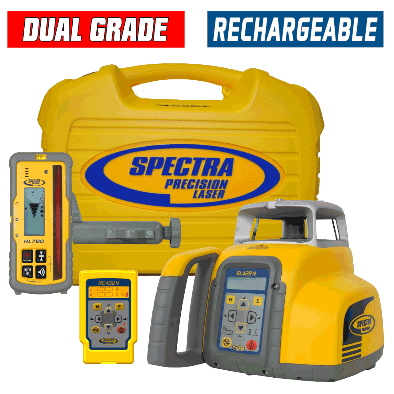 Spectra Precision GL422N 19 Dual Grade Laser Package w HL760