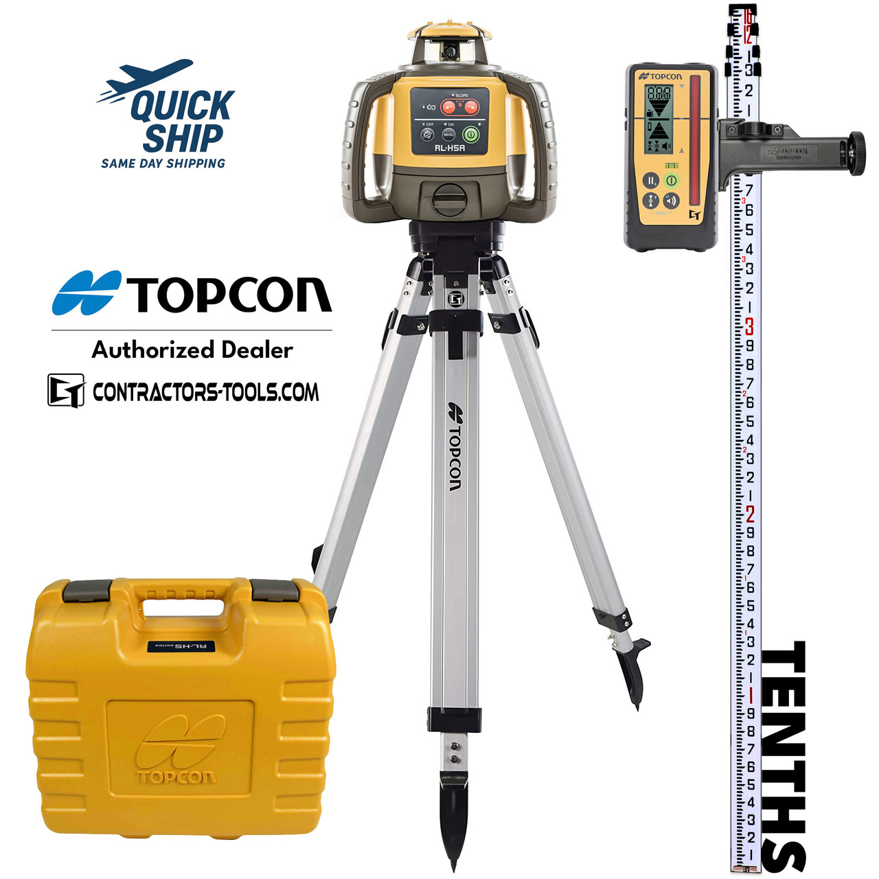 Topcon RL-H5A Laser Level Kit with LS-100D Receiver, Heavy Topcon RL-H5A Laser Level Kit with LS-100D Receiver, Heavy