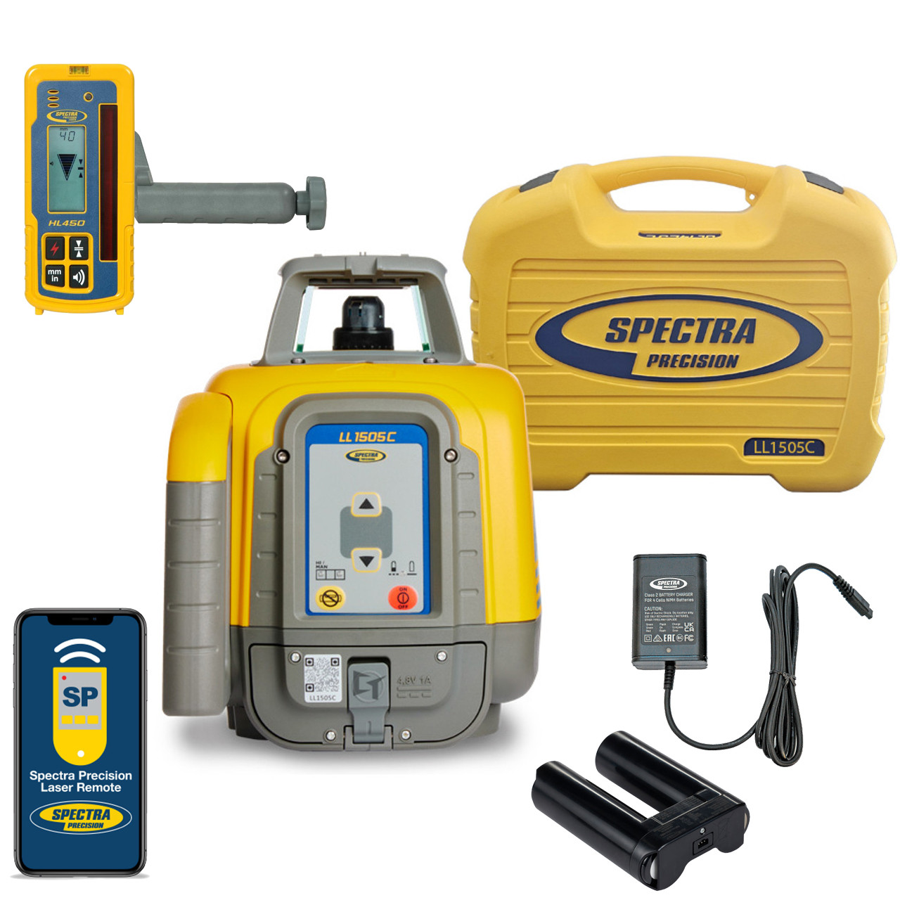 Spectra Precision LL1505C-4 Laser Level Kit with HL450 Receiver