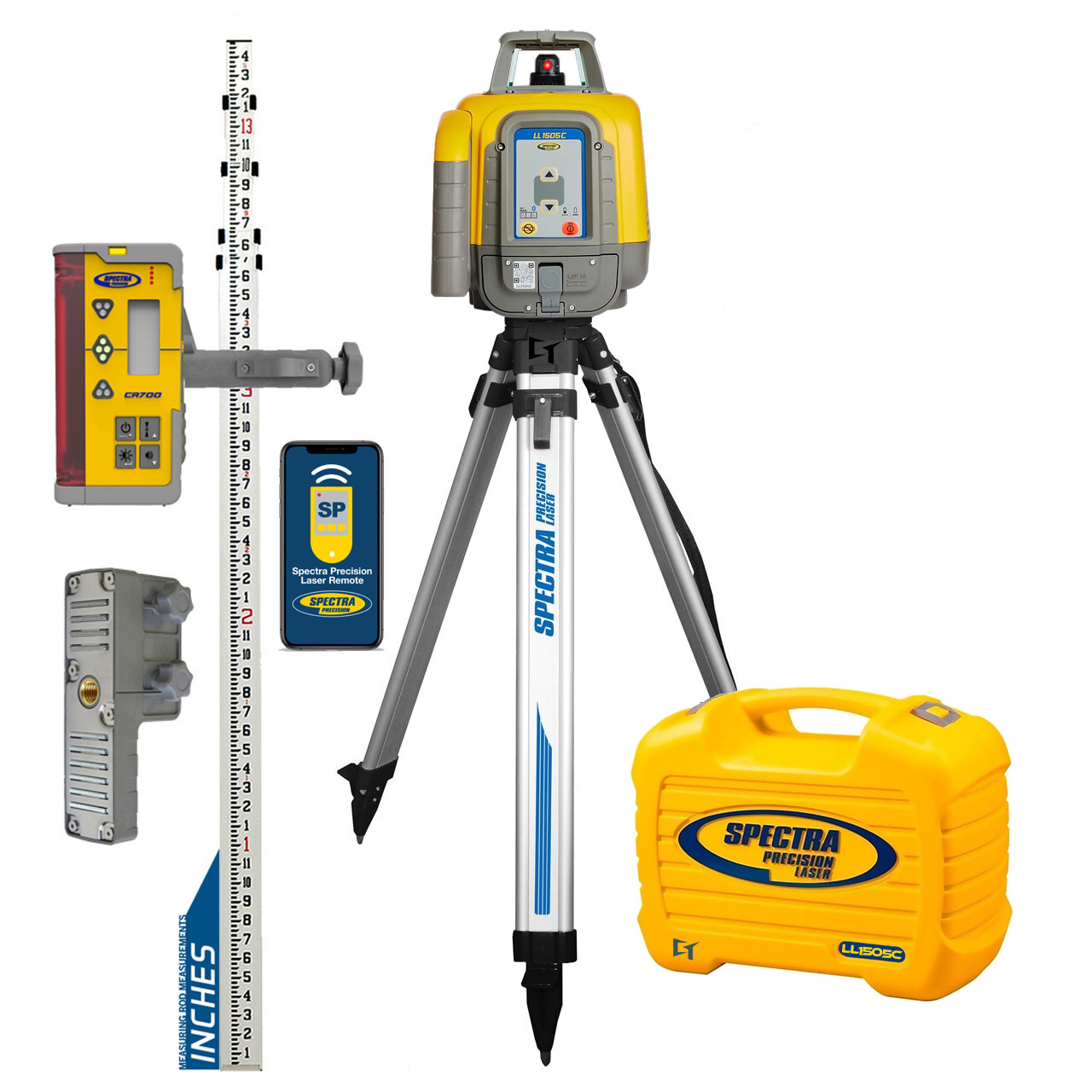 Spectra LL1505C-28S Automatic Manual Slope Packege - Inches Rod - HD Aluminum Tripod