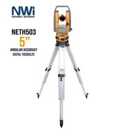 Northwest Instruments NETH503K 5" Digital Theodolite Kit with Dual LCD, Optical Plummet and Contractor-Grade Tripod - NWi