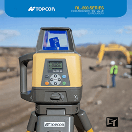 Topcon RL-200 2S / PS Dual Slope Grade Laser Package, w/ LS-110D Receiver (1090041-01-2T) Rechargeable Batteries, Inches Rod and HD Tripod