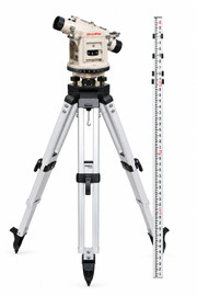 David White LT8-300P K1 kit: level-transit on the SitePRO ALQR20 tripod with a 15 ft tenths grade rod